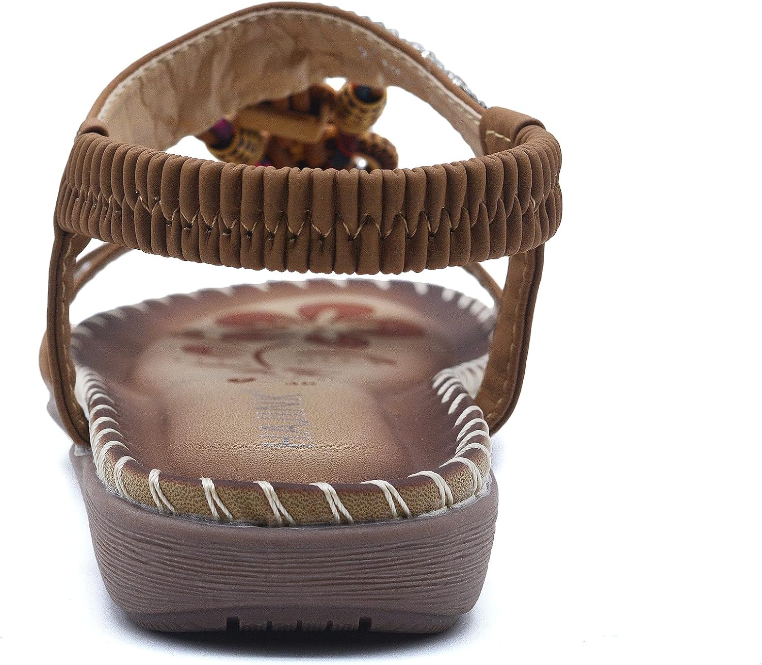 Sandals Women Comfort Dressy Womens Flat Sandals Non Slip On Bohemian Summer Beach Shoes With Elastic Ankle Strap Brown Green - Image 8