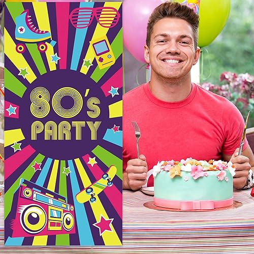 Miniatura 6 de Cartel de fiesta de los años 80, telón de fondo, estilo de los años 80, decoración temática retro de los años 80 para discoteca, rock, música punk,