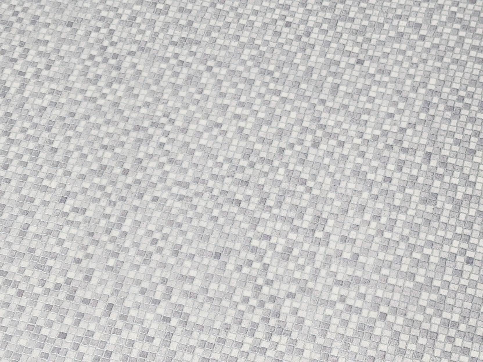 PVC Bodenbelag Vinylboden in silber grauen Kästchen, Zuschnitt (2m breit / 3m lang)