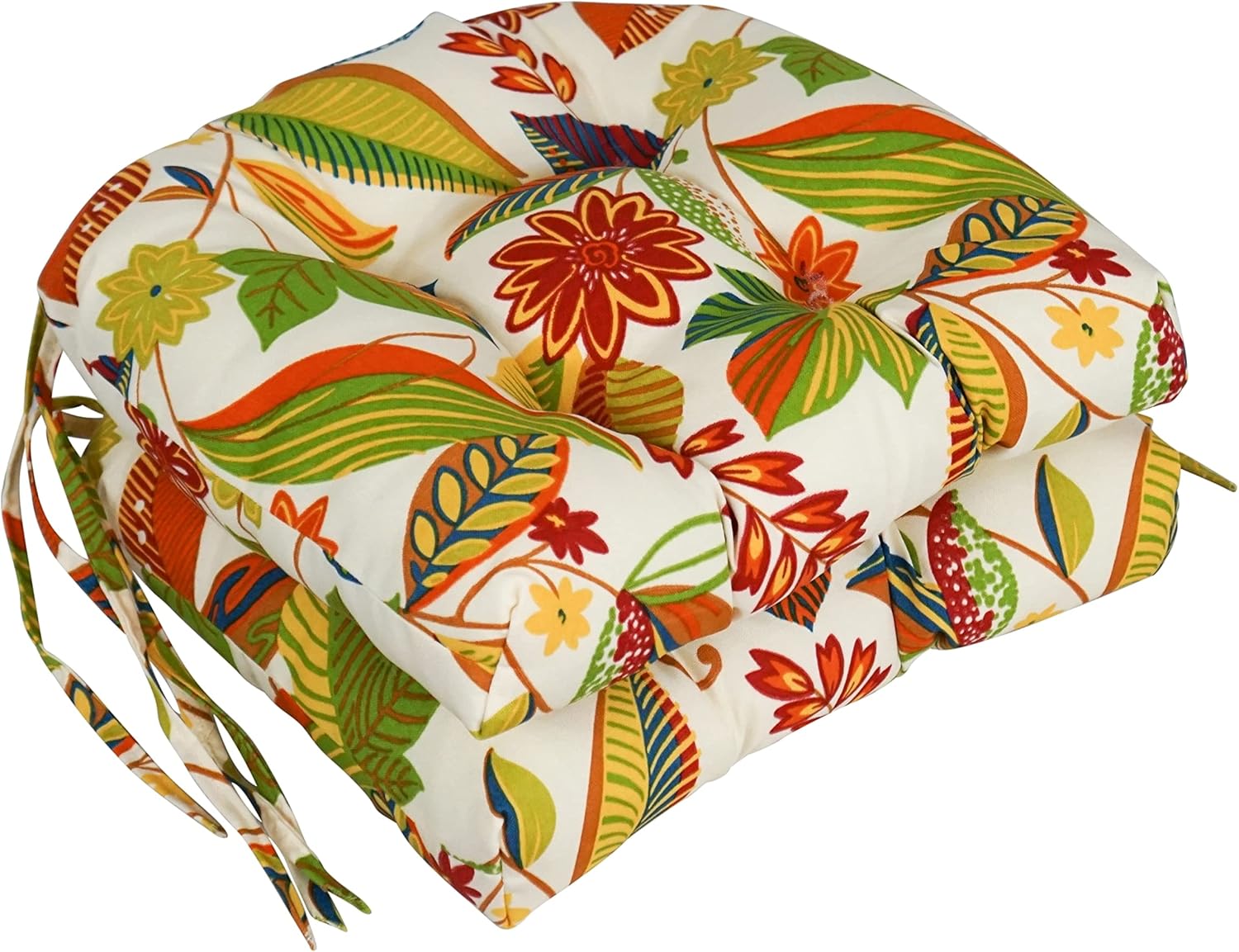 Blazing Needles 16-inch Outdoor Rounded Back Chair Cushion, 16 x 16, Skyworks Multicolor 2 Count