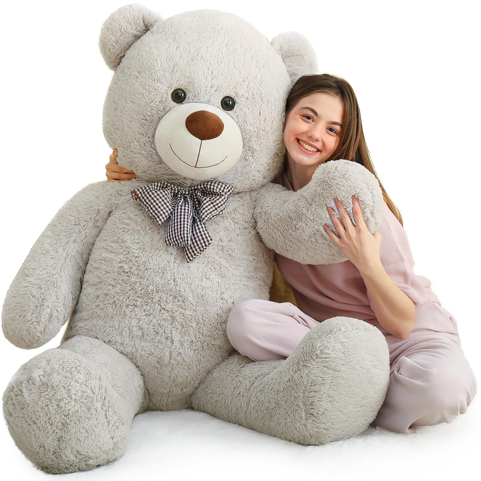 MorisMos 120cm/48in Cute Giant Teddy Bear, XXL Large Cuddly Super Soft Teddybear, Fluffy Stuffed Teddys Plush Toy Birthday Gifts for Girlfriend Kids Girls Wife, Party Decor 4ft Grey โ image 1