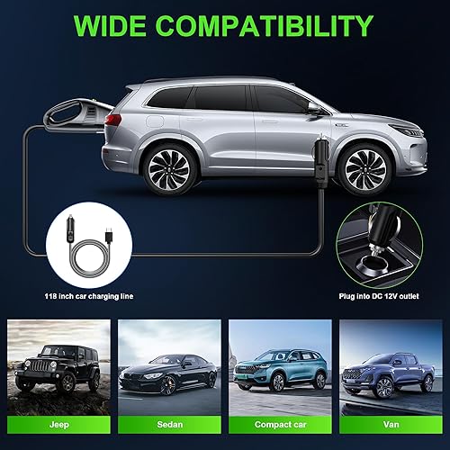 Miniatura 7 de Nueva versión aspiradora de coche, aspiradora portátil para automóvil con potente succión, CC 12 V potencia 16.4 pies, cable de 16.4 pies,