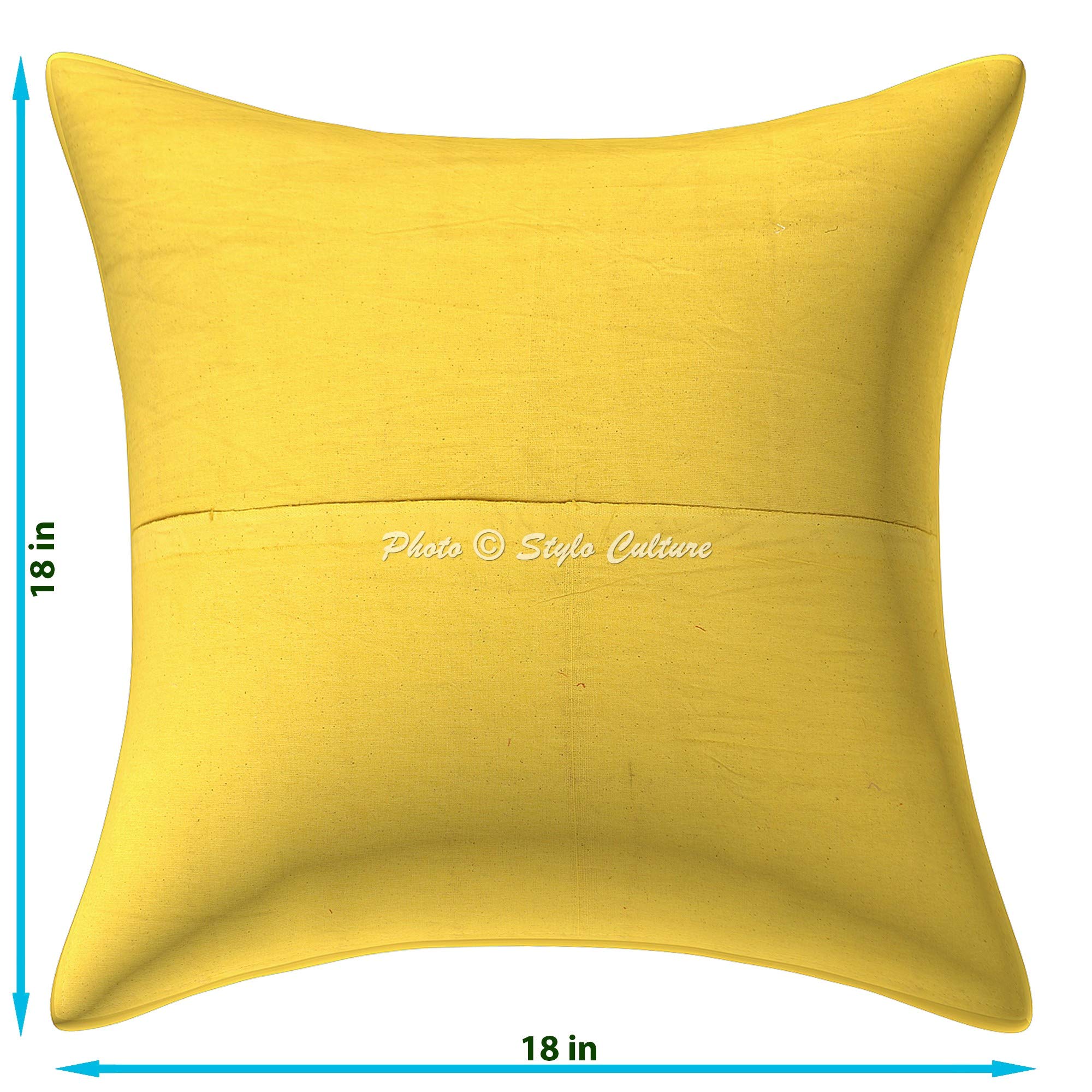 Ethnisch Dekorativ Baumwolle Sofa Kissenbezüge 45x45 cm Zitronengelb Dekokissen Vintage Patchwork Wohnzimmer Couch Kissenhullen Abstrakt Quadrat Umschlagverschluss Kissen Bezüge - 5 Stk.