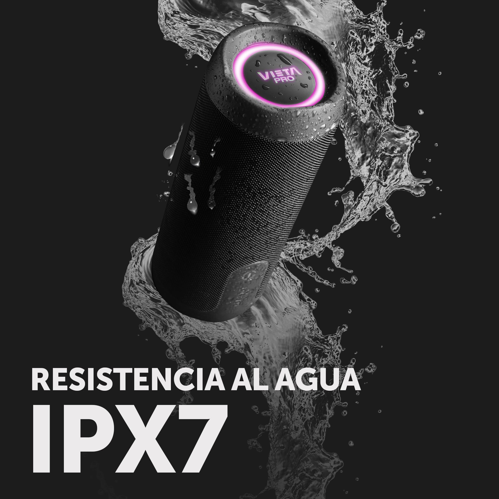 Vieta Pro | Potente altoparlante Bluetooth 5.3 compatibile con App Audio, Alexa Google e Siri, impermeabile IPX7, batteria 13H, microfono, Aux-In, USB -C, TWS, portatile autoamplificato Sun 2