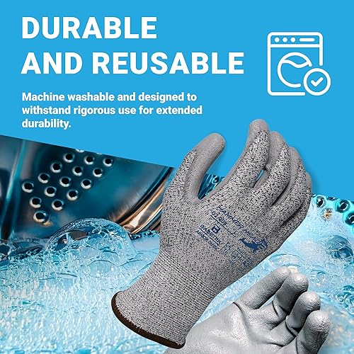 Miniatura 7 de Armor Guys Basetek - Guantes protectores de trabajo, guantes de palma de poliuretano para agarre de aceite seco y ligero, guantes resistentes a