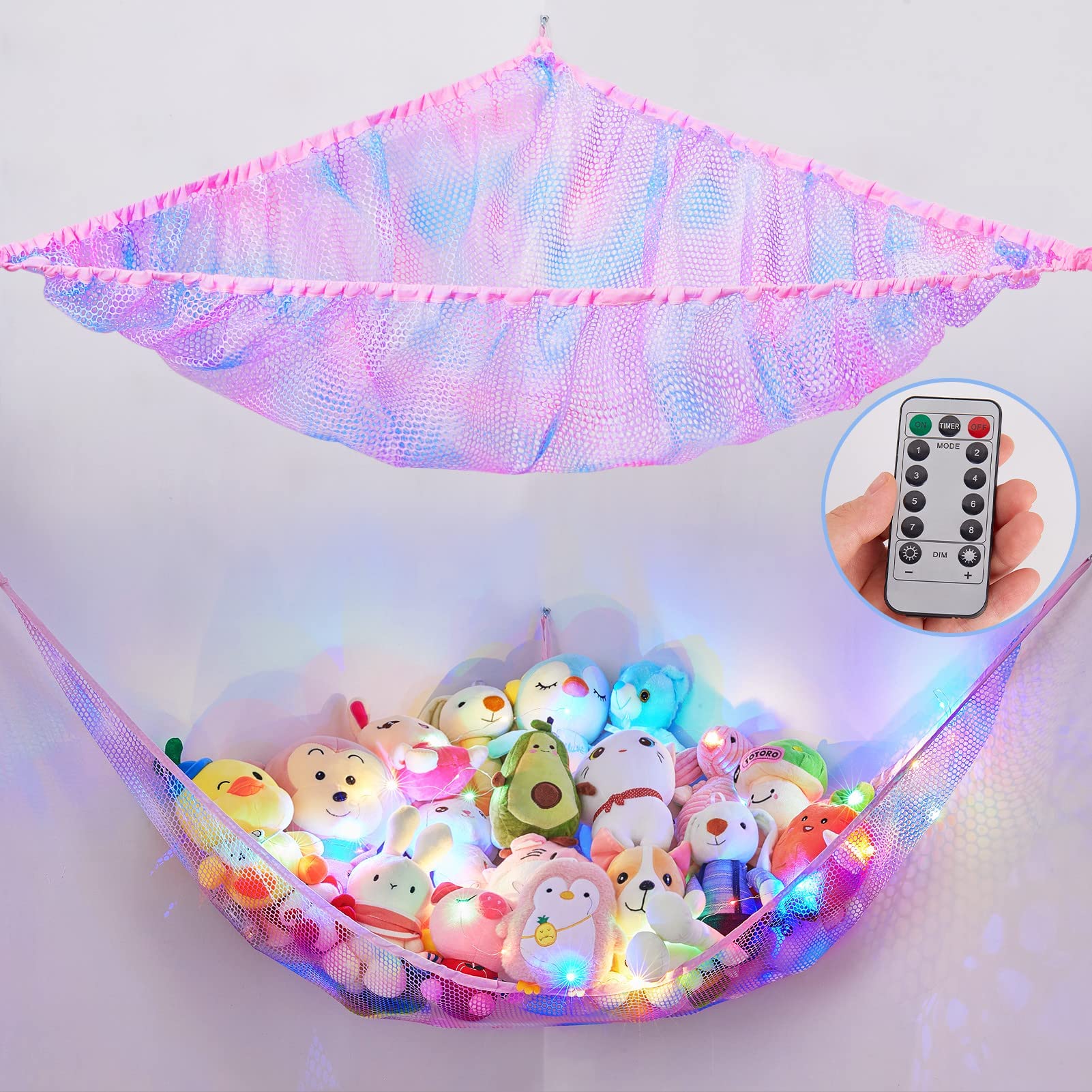 Basumee Toy Storage Hammock Stuffed Animals Net Hanging Toy Net Hammocks for Nursery Kids Room