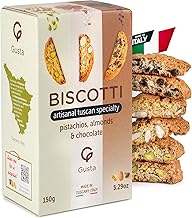 Gusta Authentic Biscotti Variety Pack - Authentic Tuscan Italian Cookies with Pistachios, Almonds & Chocolate - Original Two Bites Size - Natural Ingredients - 5.29oz