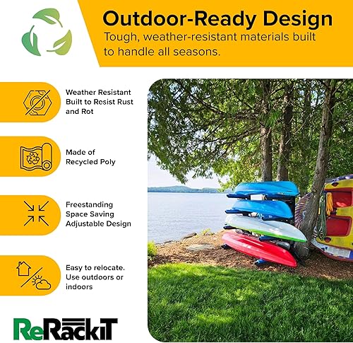 Miniatura 3 de Storage Rack Solutions Estante para kayak al aire libre o interior, estante para canoas o estante para SUP  Estante en una caja