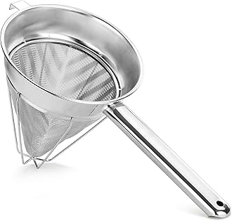 New Star Foodservice 38071 Stainless Steel Reinforced Bouillon Strainer, 8-Inch