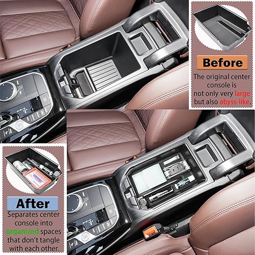 Miniatura 4 de RUNROAD Bandeja organizadora de consola central compatible con BMW X3 G01 2018-2024 y para accesorios BMW X4 G02 2019-2025, inserción de caja de