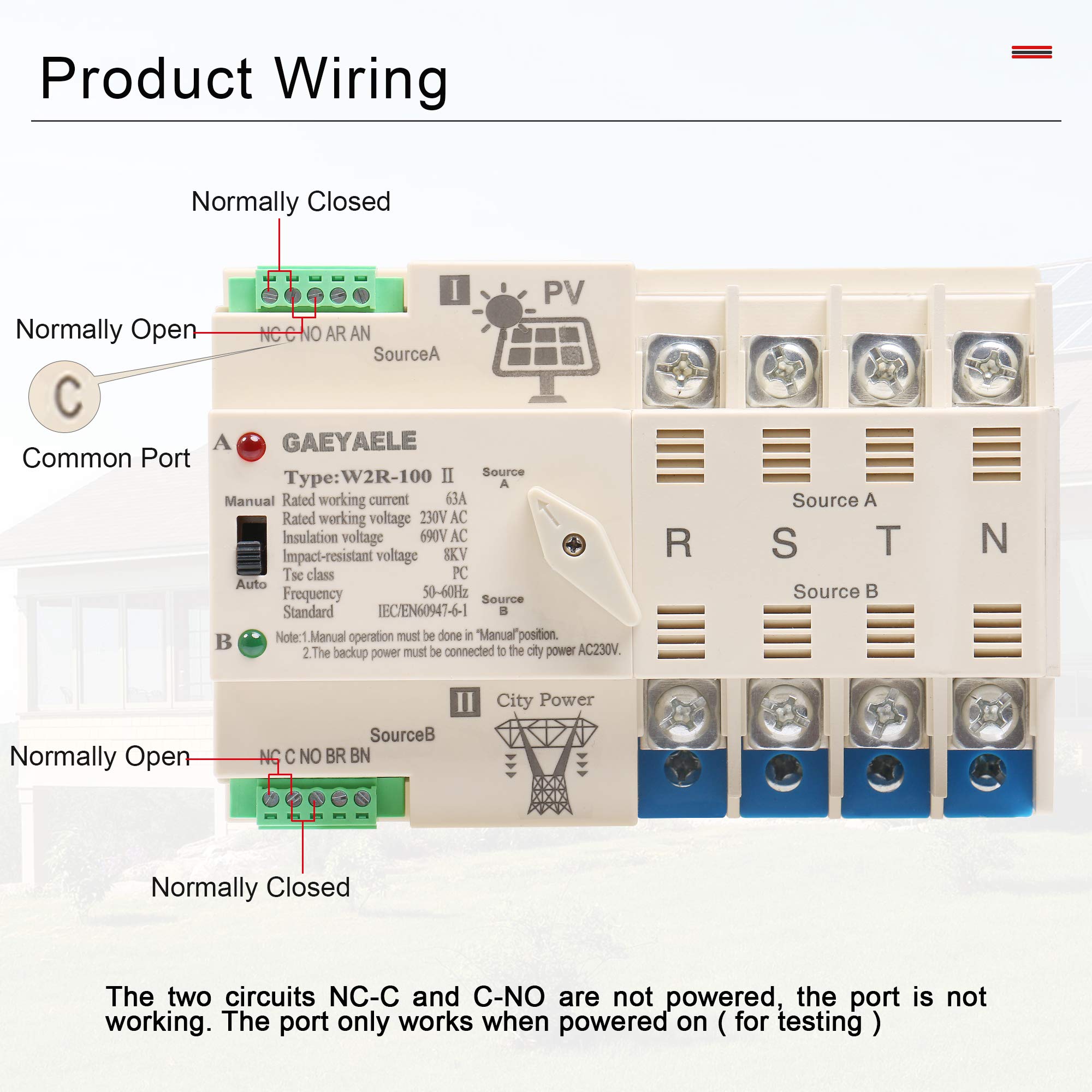 Buy GAEYAELE onGrid Photovolatic Power Automatic Transfer Switch Din