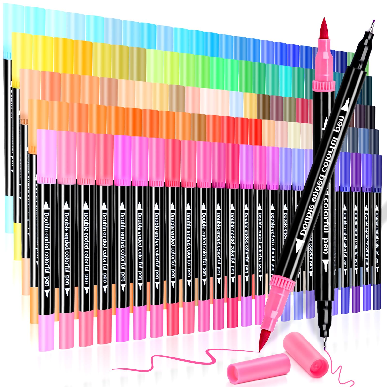 120 Farben Filzstifte Dual Brush Pinselmarker, Dual Brush Pen Set Filzstifte Feine Spitze & Pinselspitze für Erwachsene, Fineliner Set Malstifte für Ausmalen, Malbücher, Manga Handlettering
