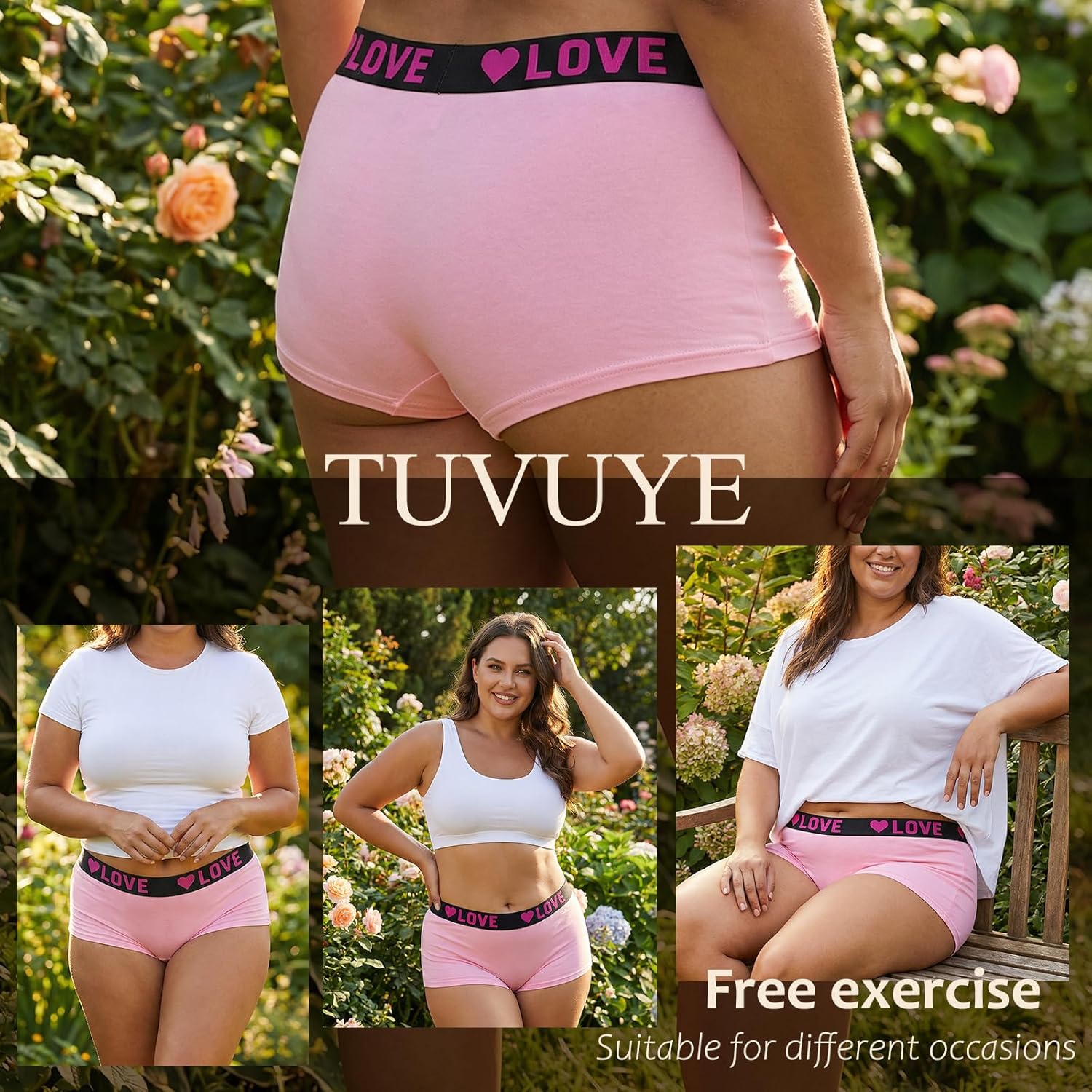 Women's Cotton Boyshorts Underwear - Breathable & Comfortable Full Coverage Mid Rise Panties 10-Pack
