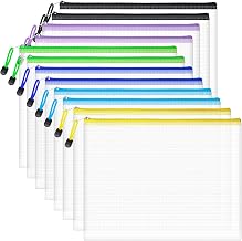 Plastic Wallets, 12 Pack A4 Document File Folder Zipper Pockets Zip Lock Bags for School Office Home Travel Storage