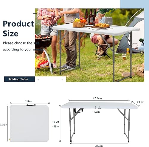 Miniatura 3 de Mesas plegables de 6 pies para exteriores, mesa de picnic portátil plegable, mesas de fiesta ligeras, banco plegable de 6 pies, banco de campamento