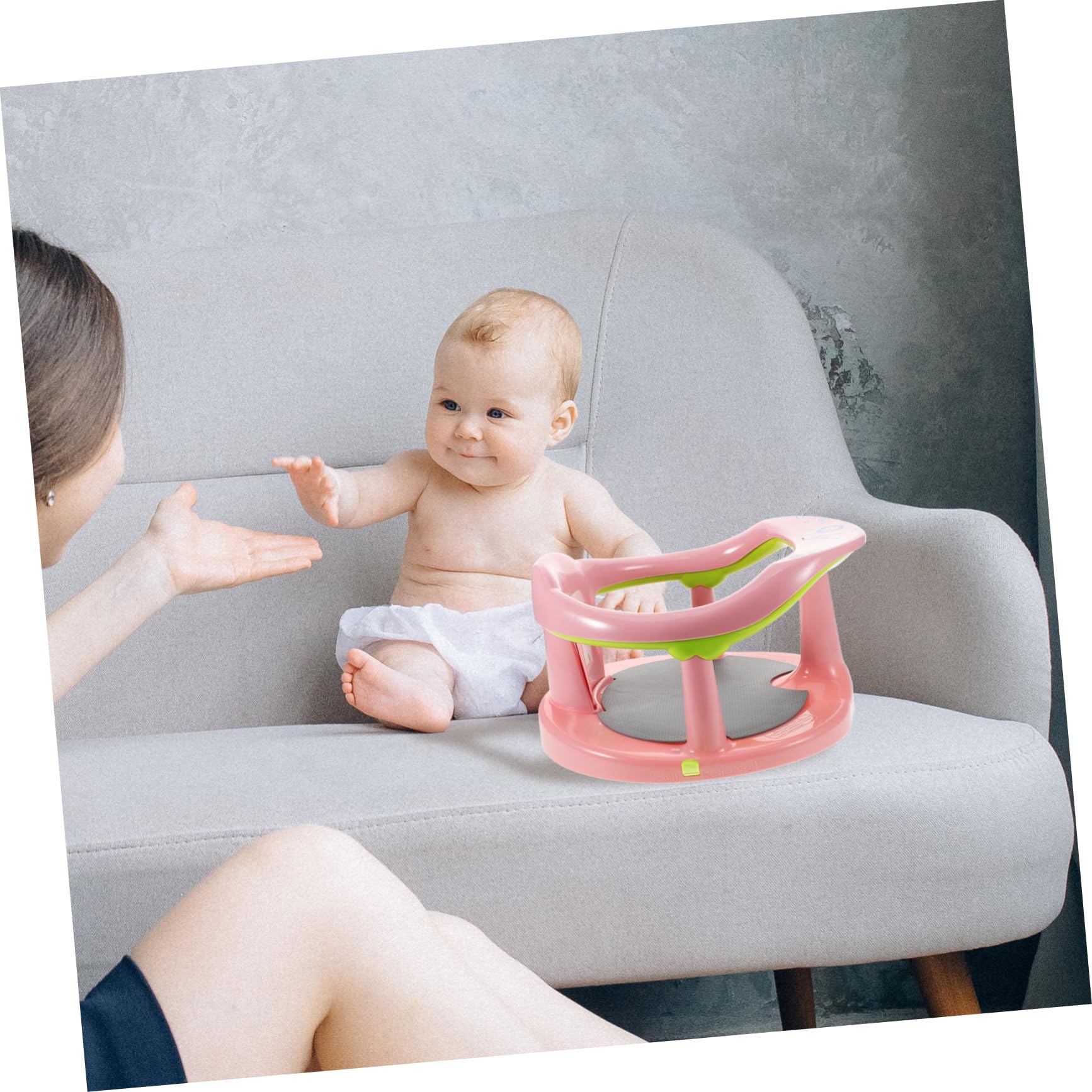 Kisangel Asiento de Baño para Ñiño Antideslizante de Pp y Tpr Cómodo para Recién Nacidos Respaldo, Adecuado para Baño Seguro y Confortable