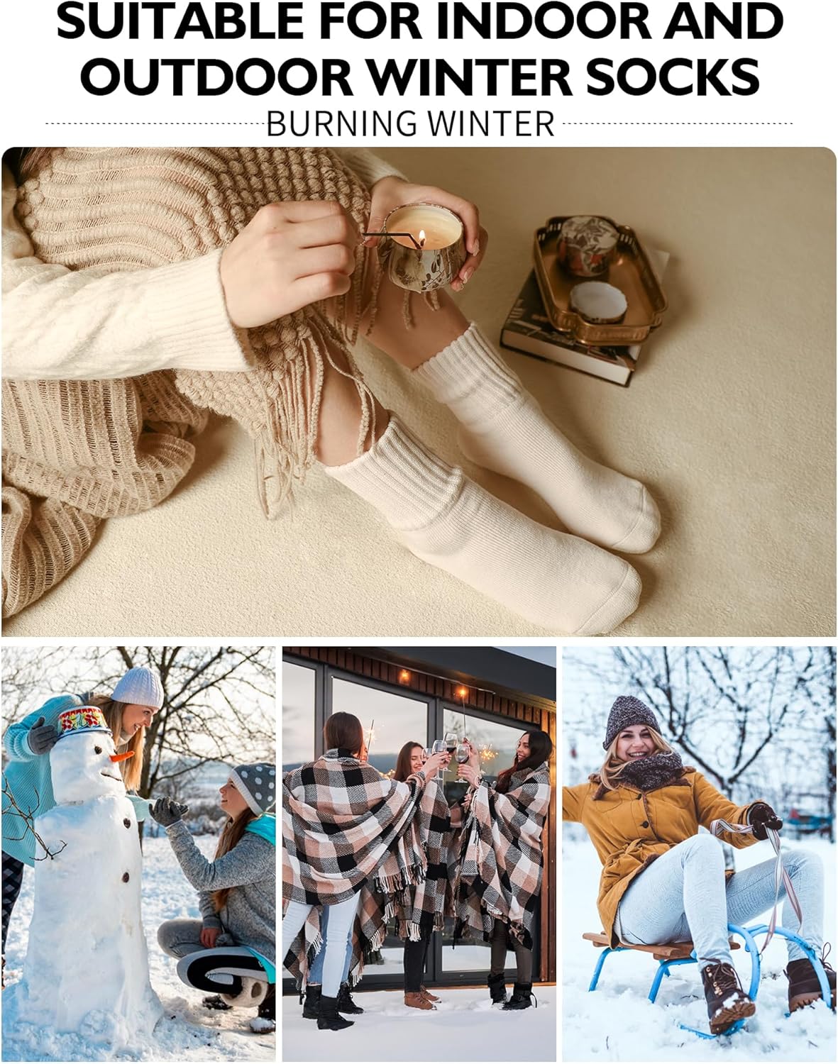 CLOSEMATE Womens Thick Full Cushioned Thermal Warm Boot Socks for Winter 3 Pairs - Image 6