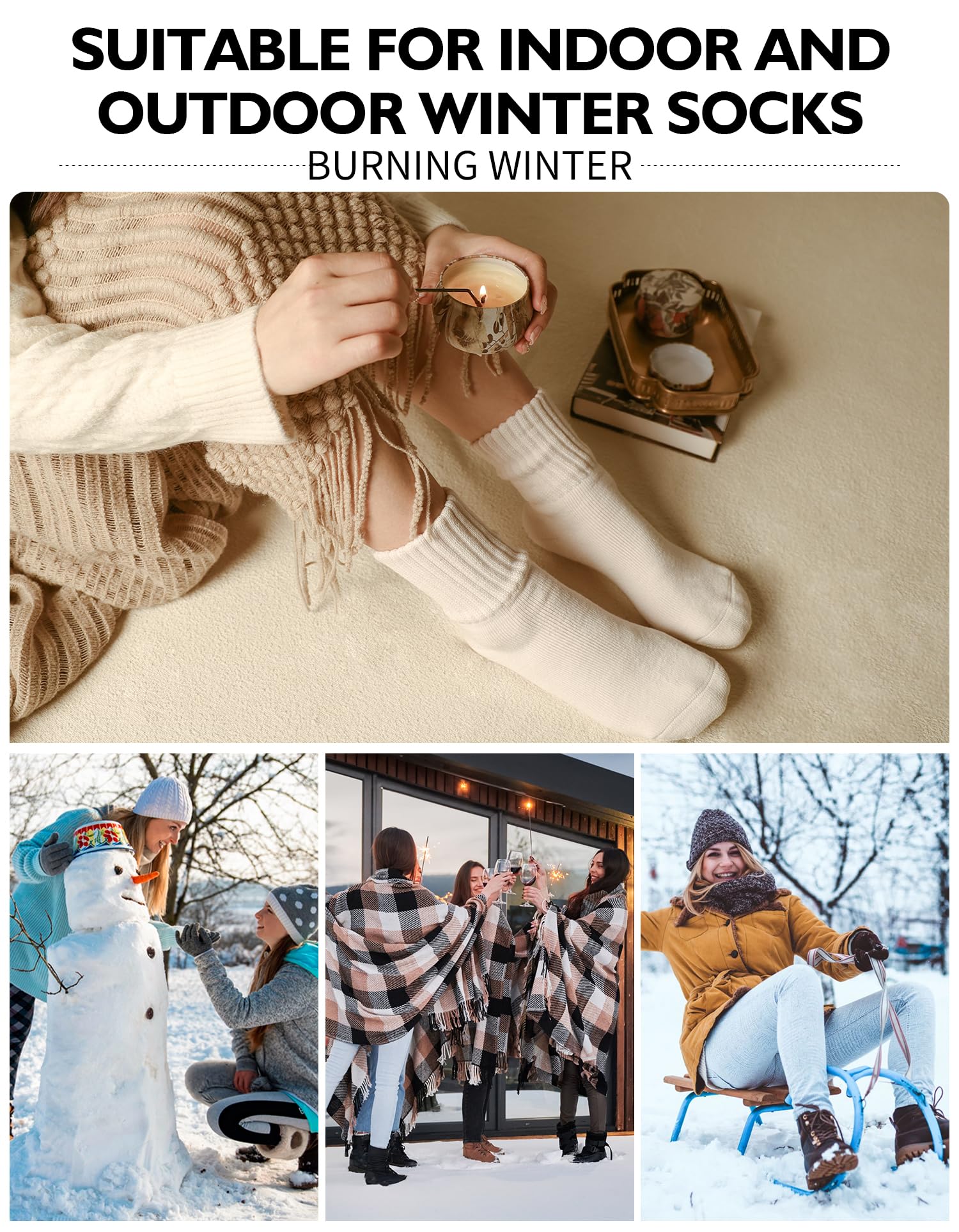 CLOSEMATE 3 Paia Calzini Spugna Termici Donna Invernali Morbidi Antigelo Calze Spesse per Sport e Casa con Taglie