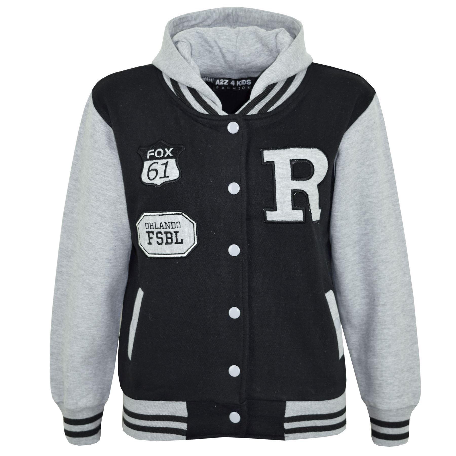Niños Niña R Moda Fox Béisbol Chaqueta con Capucha Universitaria con Capucha Edad 2-13 Años - Gris, 13 Años