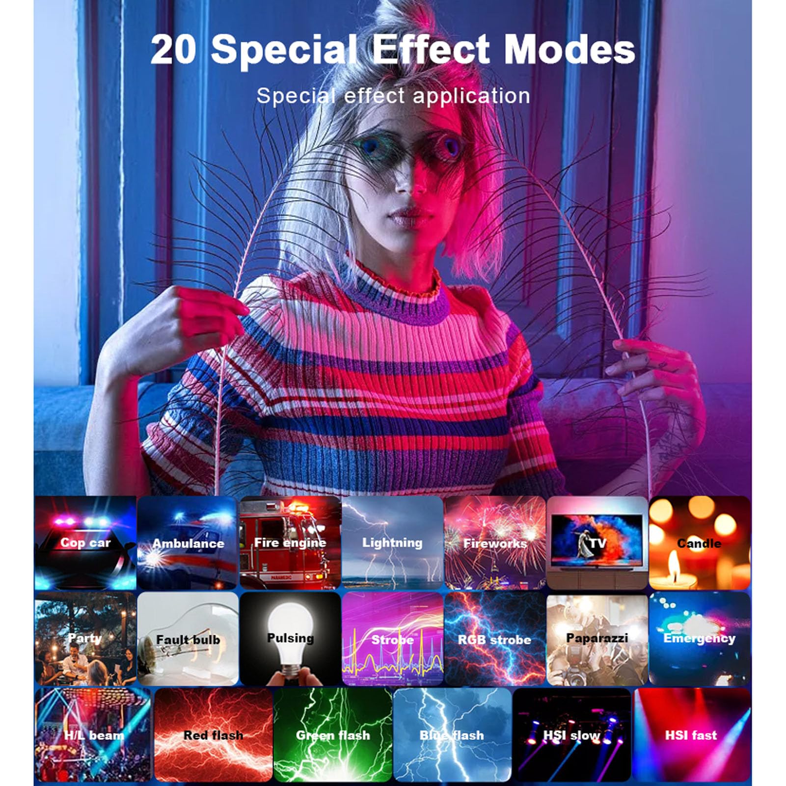 Jectse Bacchetta Luminosa LED RGB, Stick Luminoso Video RGB 20W 360° per Fotografia, Tubo Luminoso Dimmerabile per Fotocamera Portatile 1800K-9000K 2600mAh Ricaricabile per Giochi in