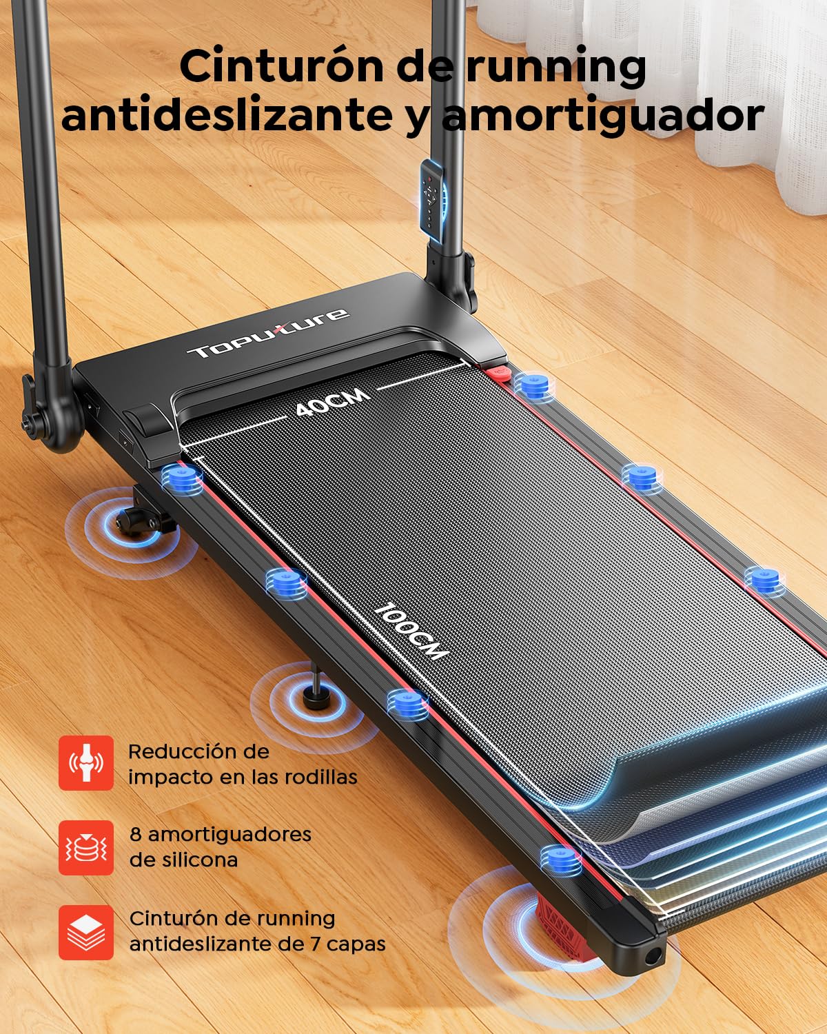6 EN 1 Cinta de Correr Plegable, 0%-5%-10% Inclinación, 12 KM/H, Toputure Cinta Andar con Manillar Ajustable para Hogar y Oficina, Walking Pad con App, Control Remoto, 95°-105° Pantalla LED Ajustable