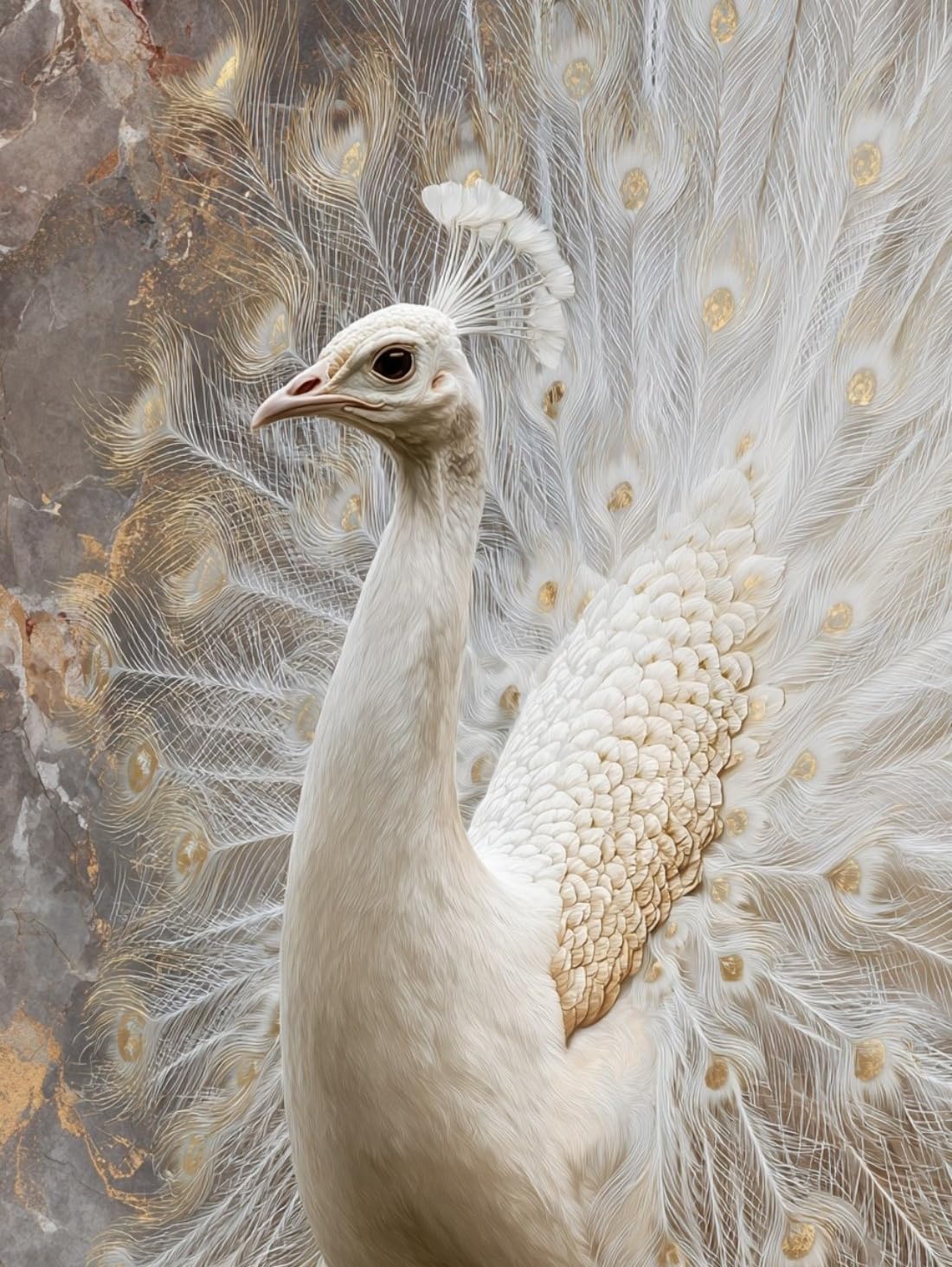 WANGWANGMIAO Paint by Numbers Kit for Adults,White Peacock Feathers, DIY Painting with Brushes & Acrylic Pigment, 16x20 Inch, Home Decorations Gift，with Frame