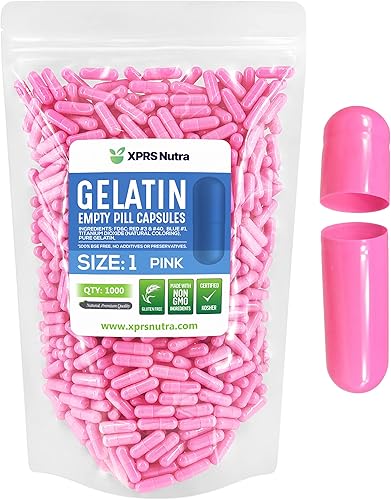 Miniatura 1 de XPRS Nutra Cápsulas vacías de tamaño 1  1000 cápsulas de gelatina vacías  Cápsulas de píldoras vacías  Llenado de cápsulas de bricolaje  Cápsulas de