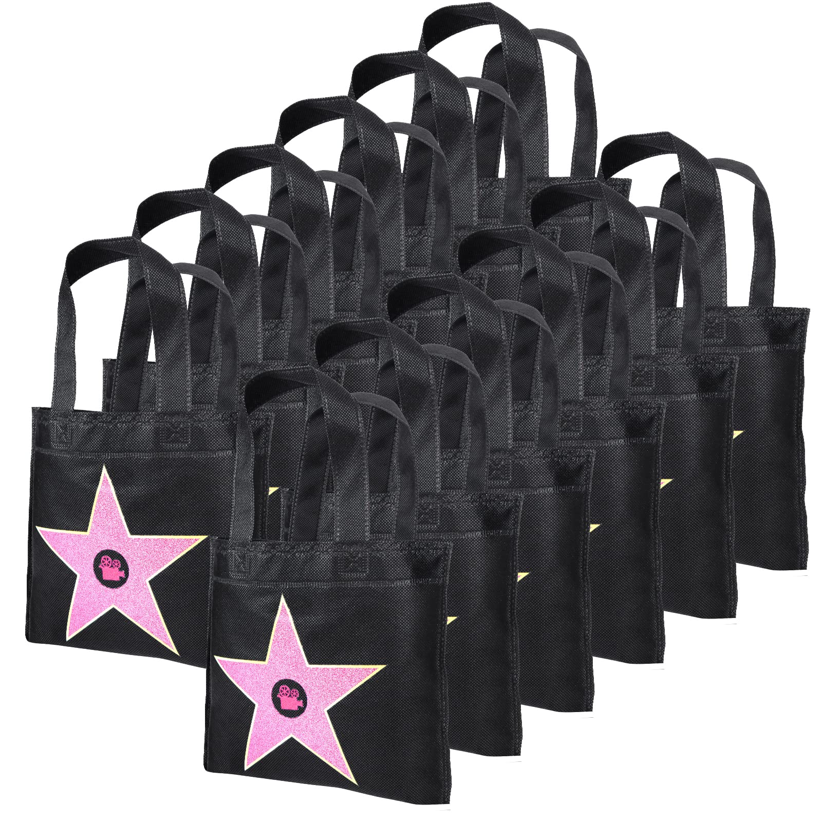 DOSTATNI 12 Pack Movie Night Supplies Carpet Star Gift Bags Red Carpet Party Bag Movie Night Party Favor Bags Birthday Party Decorations for Movie Theme Party Supplies 12.2 x 9 Inch