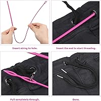 Vista 5 de 10 cordones de cordón con fácil Threaders, reemplazo de cadena de sudadera con capucha con enhebradores de cordón flexible rosa para pantalones