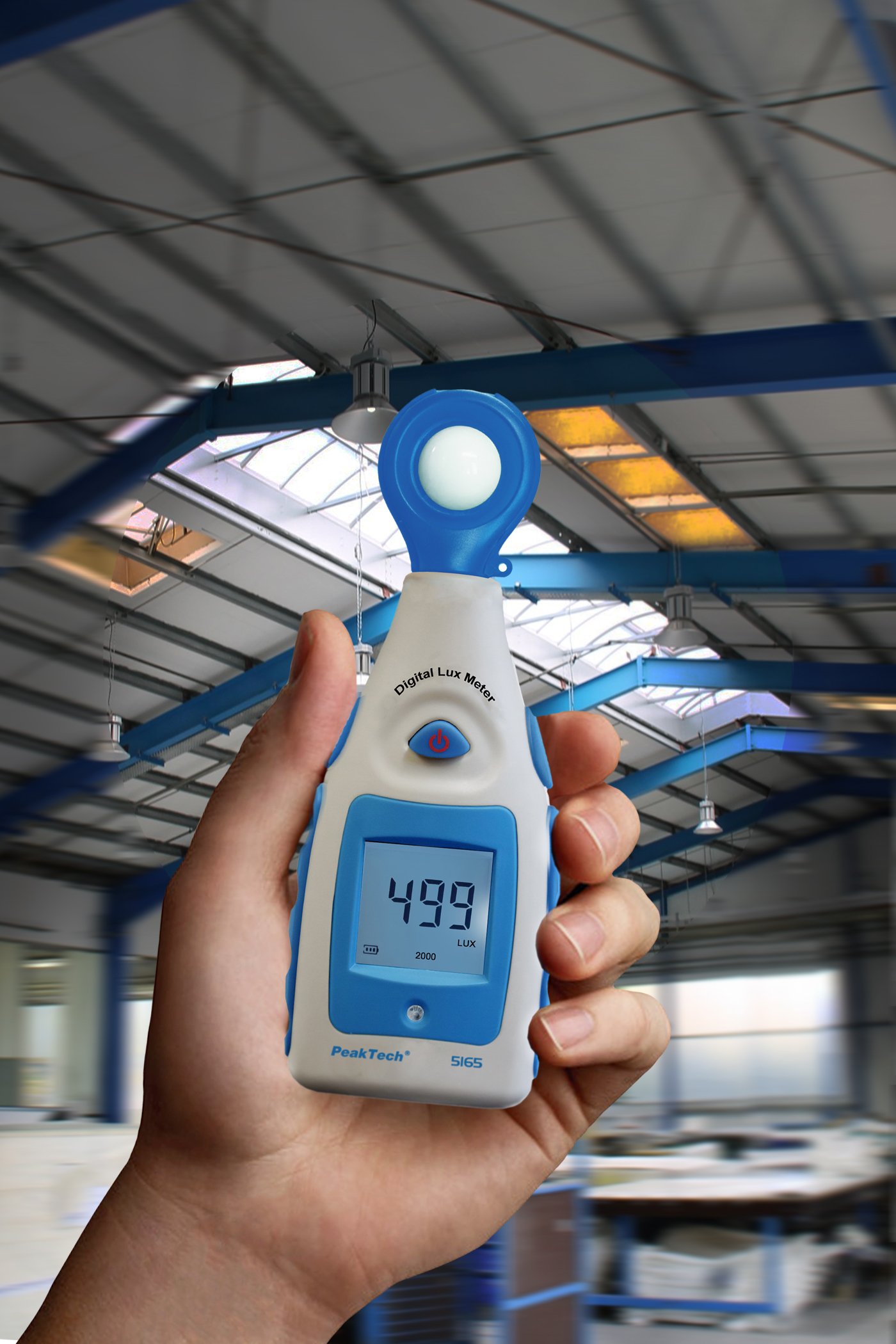 PeakTech, Luxómetro digital, medidor de luz, medidor de iluminación, medidor de brillo, dispositivo de medición con rango de medición de 0, 200000 lux, 1 pieza, P 5165