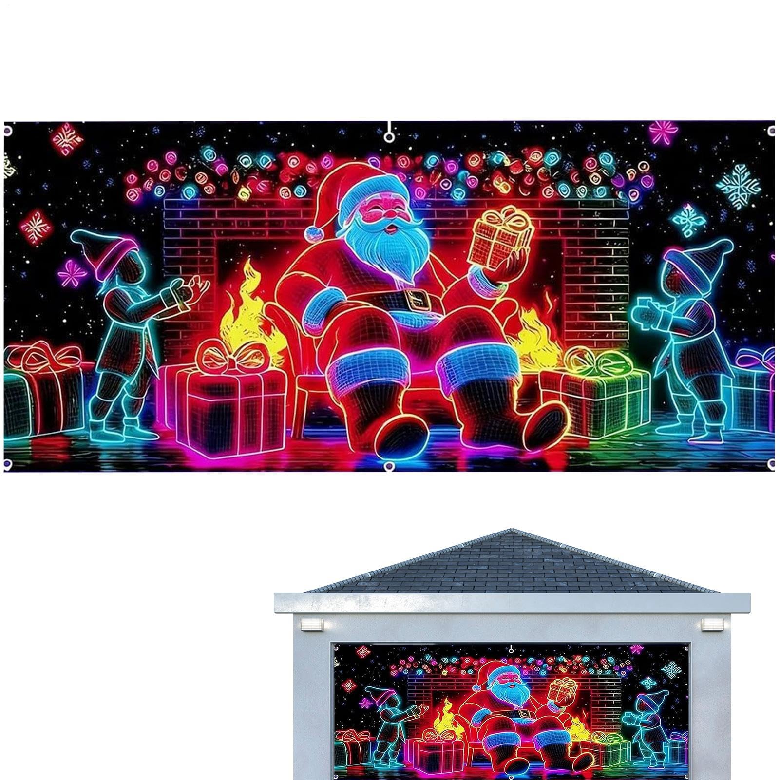 Housse de garage de Noël pour illuminer facilement une grande façade de maison