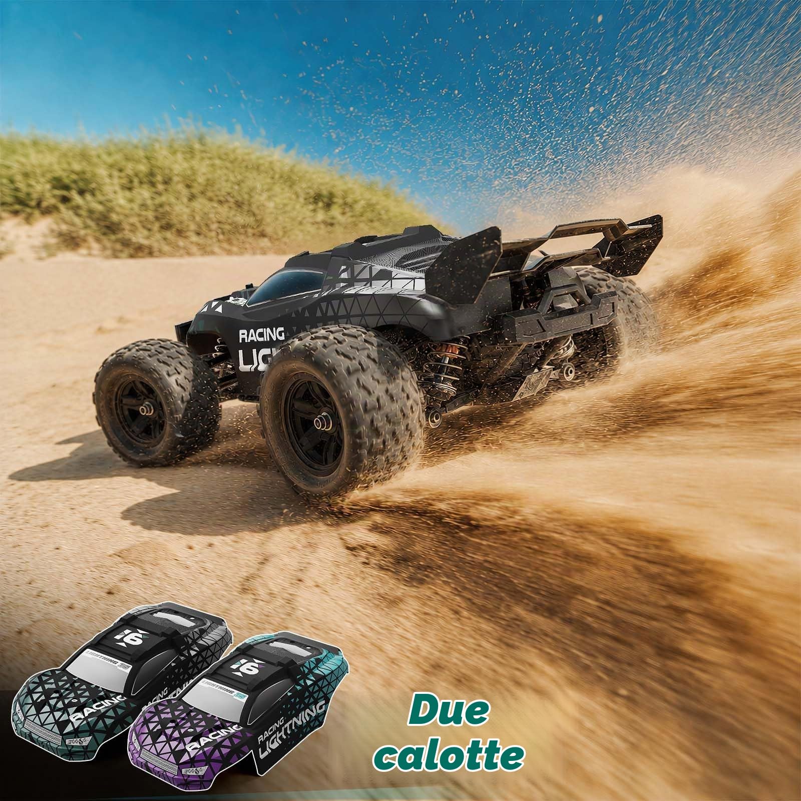 Macchina Telecomandata Brushless 1:18 4WD 52 km/h per Adulti e Bambini da 10 Anni, Auto RC Fuoristrada con Trasmissione Interamente in Metallo, Ammortizzatori ad Olio, 2 Batterie e 2 Carrozzerie