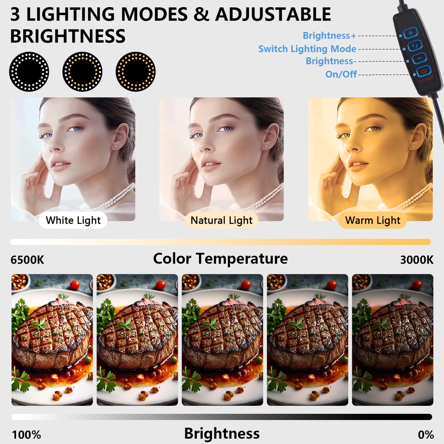 Luce ad anello LED da 15,2 cm per scrivania, supporto per fotocamera con anello luminoso e supporto per telefono, supporto per telefono con luci da studio per fotografia, registrazione
