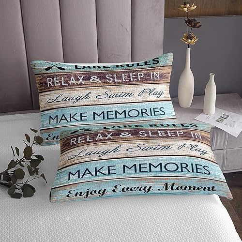 Miniatura 3 de Juego de ropa de cama rústica de casa de lago, tamaño Queen para adultos, mujeres, hombres, adolescentes, decoración de dormitorio, juego de edredón