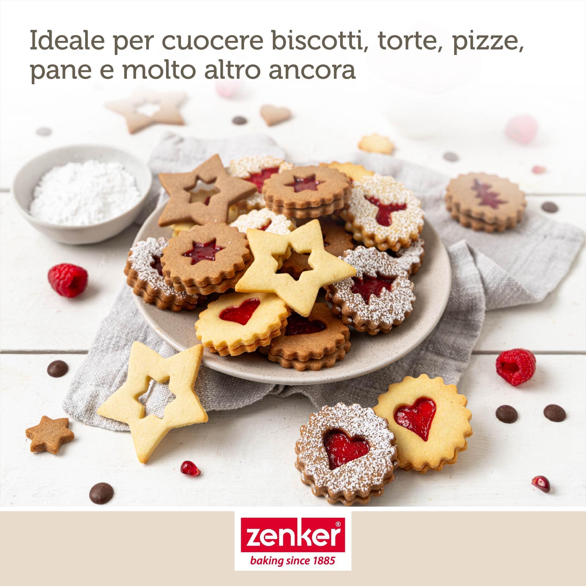 Zenker Perfect Black - Teglia da forno e biscotti, 37-52 cm, regolabile in lamiera d'acciaio con doppio rivestimento antiaderente, resistente al calore +230 °C, Made in Germany