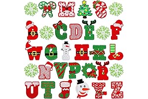 Christmas Embroidered Iron-On Letter Appliques and Snowflake Appliques (32 Pcs)