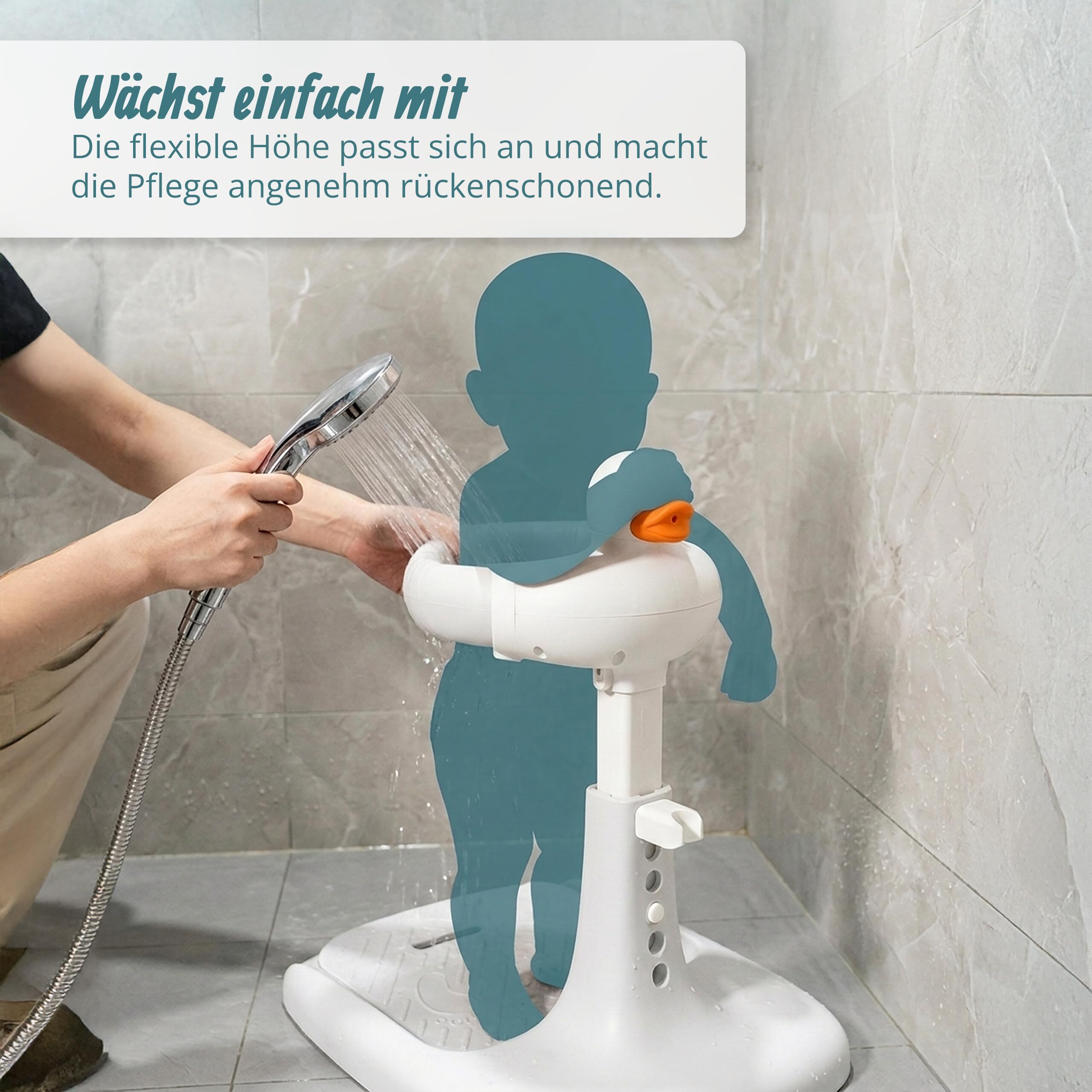 Relaxdays Baby-Duschständer höhenverstellbar, HBT: 45-67x50x40cm, grau-weiß