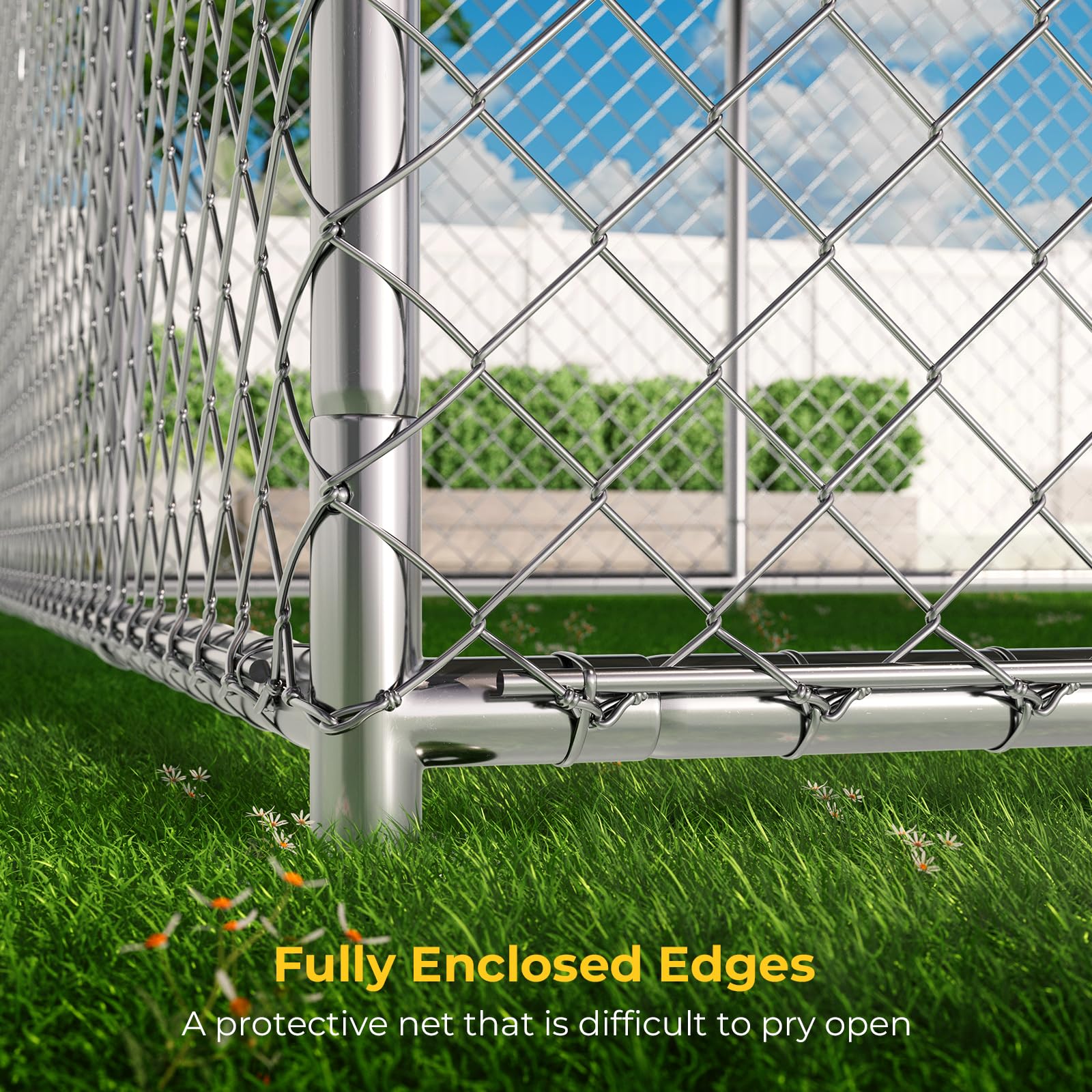 Chain Link Fully Enclosed Dog Kennel HOMEDIARY Chain Link Large Outdoor Dog  Kennel, Heavy New Zealand