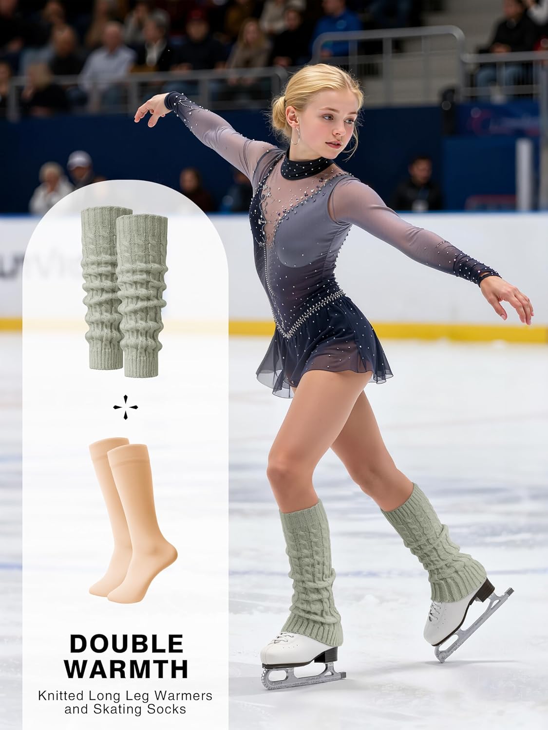 6 Pairs Winter Leg Warmer for Women Skating Leg Warmer Sets Girls Knitted Long Boot Socks Ankle Warmers for Sports - Image 5