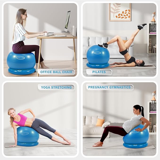 The BalanceFrom Anti-Burst and Slip Resistant Exercise Ball is a versatile fitness accessory designed for various activities including yoga, fitness routines, and birthing exercises. It is engineered to support a substantial weight capacity of up to 2,000 pounds, ensuring durability and safety during intense workouts or use. The exercise ball is constructed with anti-burst technology, which provides an added layer of security by preventing the ball from bursting suddenly, even when punctured. Additionally, its slip-resistant surface ensures stability and reduces the risk of slipping during exercise, making it a reliable choice for users of all skill levels.