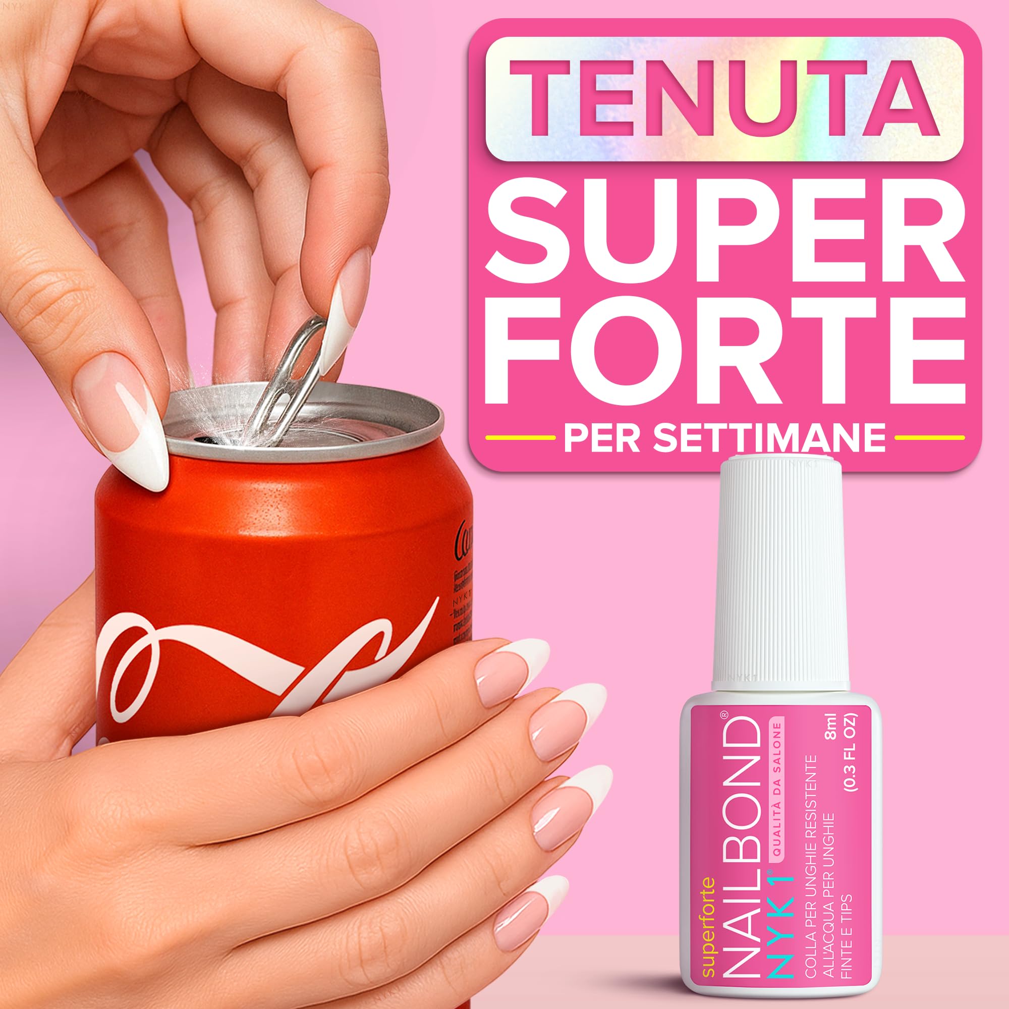 Colla Per Unghie Finte Extra Forte Per Punte Artificiali E Acrilici (8ml) NYK1 NailBond Colla Unghie Finte Professionale Per Tips Nail Glue - Durata Lunga, Massima Resistenza e Applicazione Pulita
