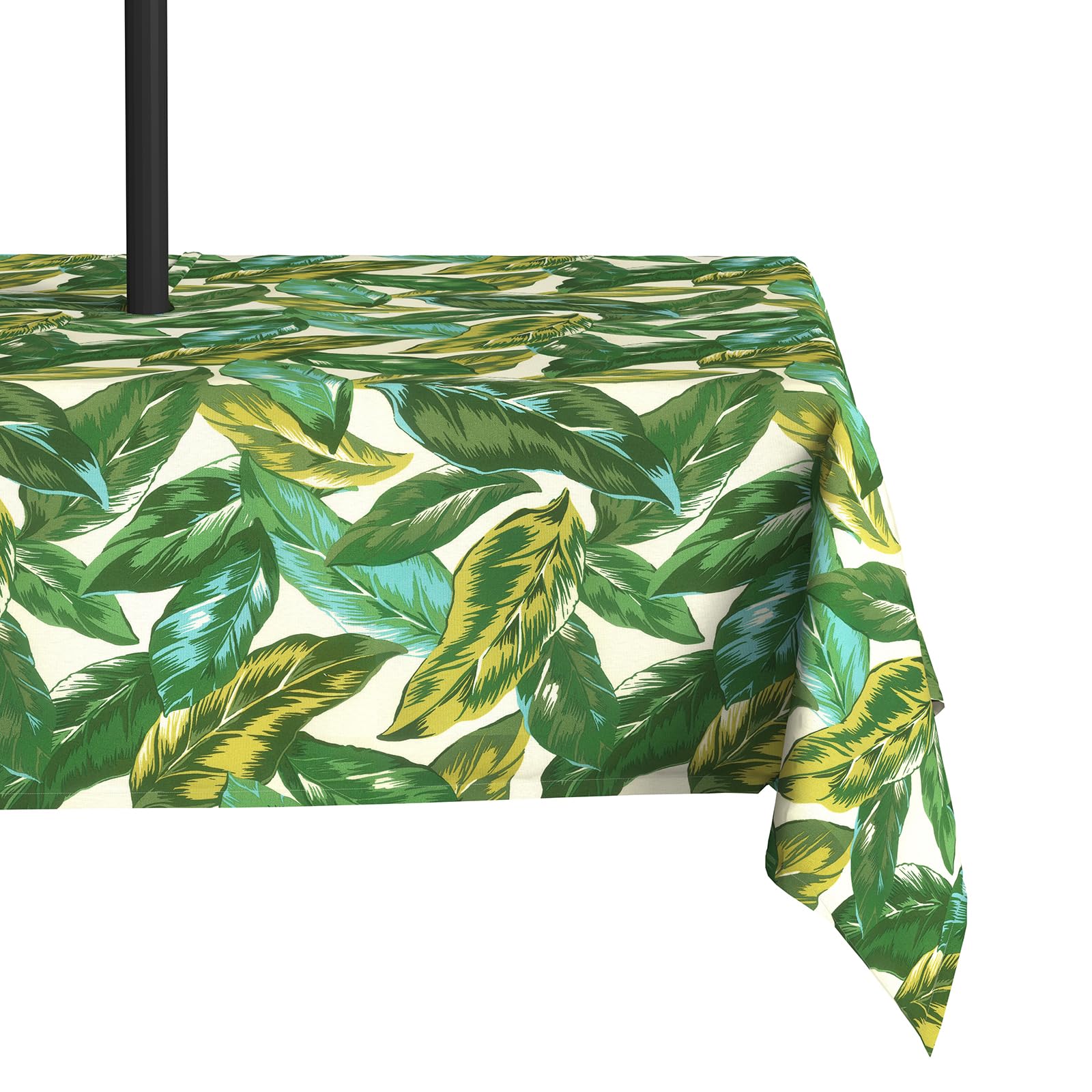 LVTXIII Rectangle Outdoor Tablecloth with Zipper Umbrella Hole, Water-Repellent 60 x 84 Inch Patio Table Cover for Picnic, Garden, Backyard Dining, Lush Leaf Jungle