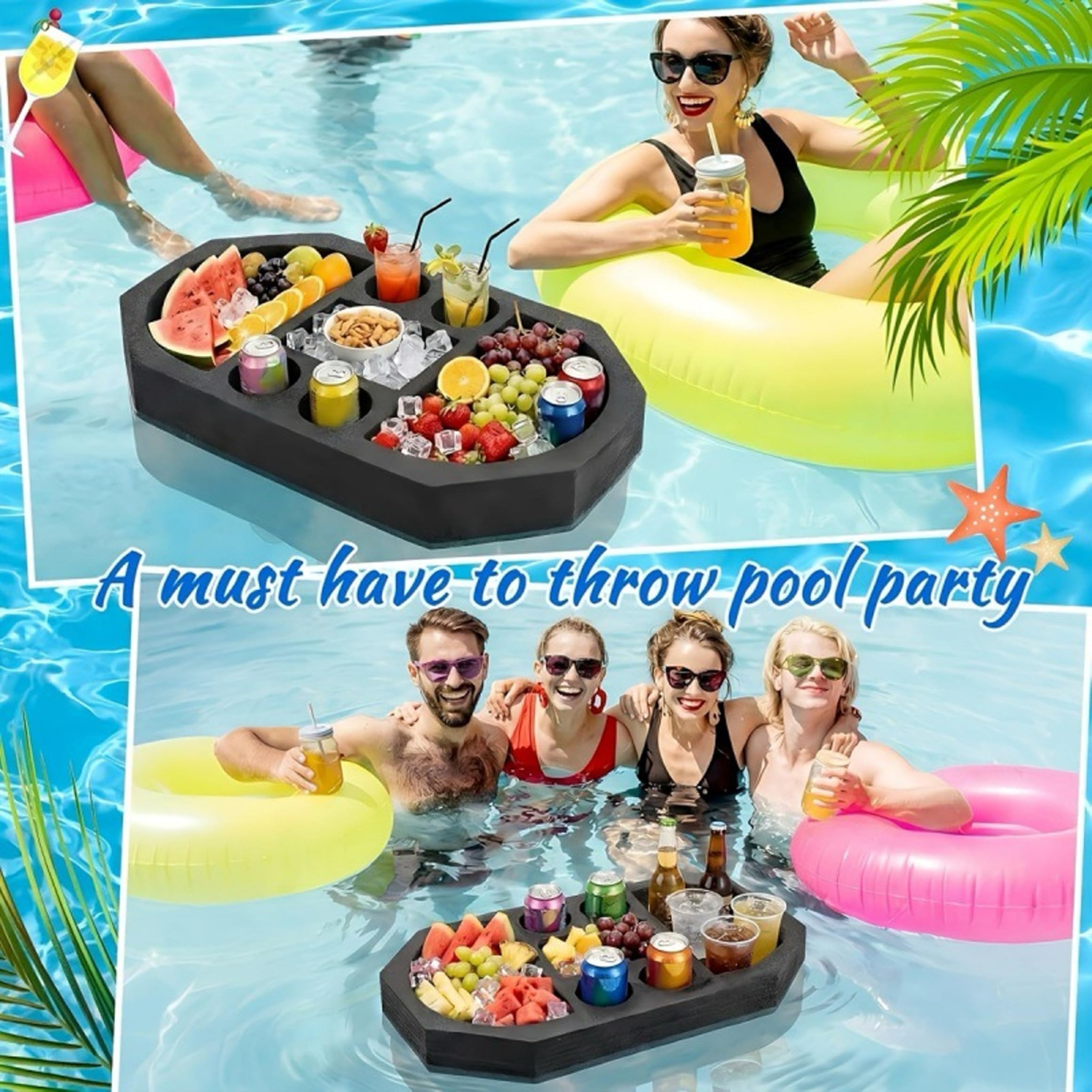 Table Flottante pour Piscine, 2 pièces, avec Porte-gobelets, Porte-gobelets flottants de 15 Pouces