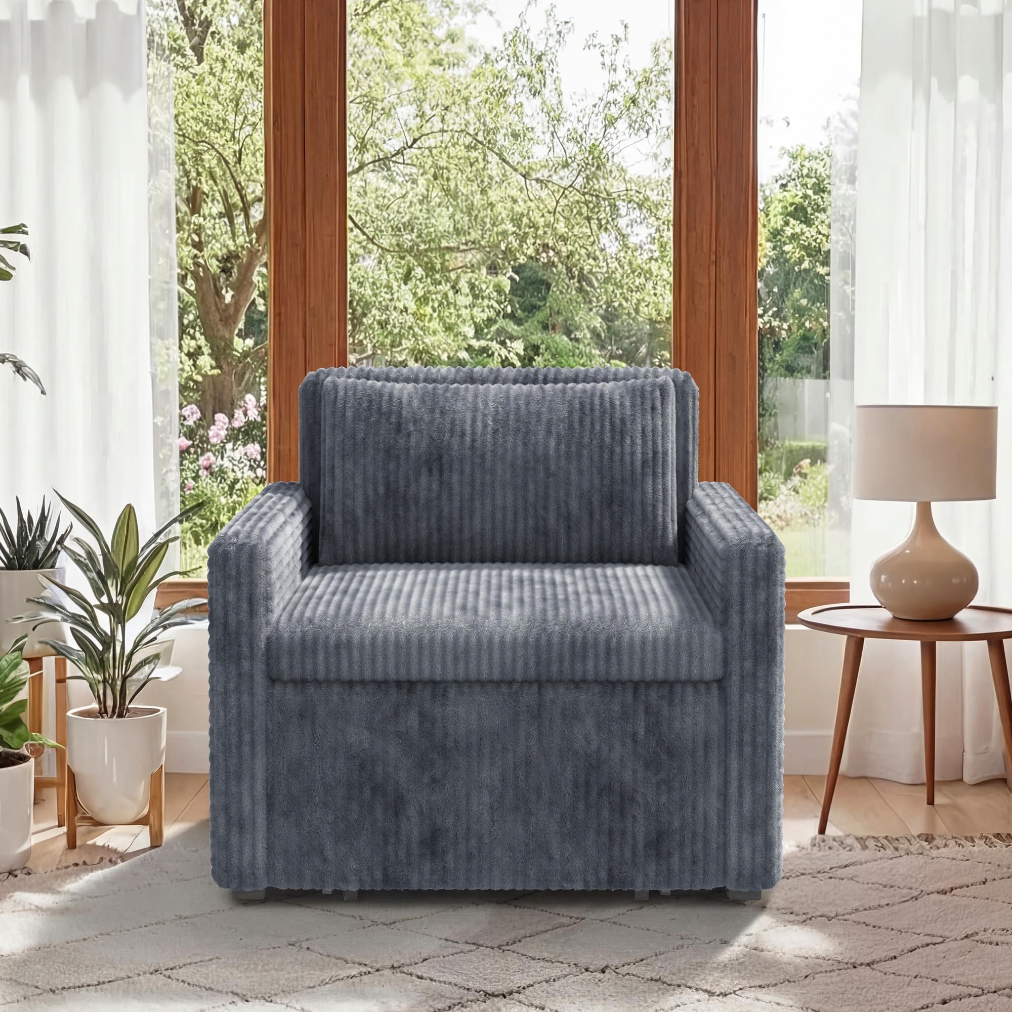 Xbro Poltrona Letto 3 in 1 Estraibile, Poltrona Letto Singolo Compatta per Ospiti e Piccoli Spazi, Divano Letto Salvaspazio con Tasche Laterali, 83x83x75 cm/Letto 196x69 cm, Grigio Scuro