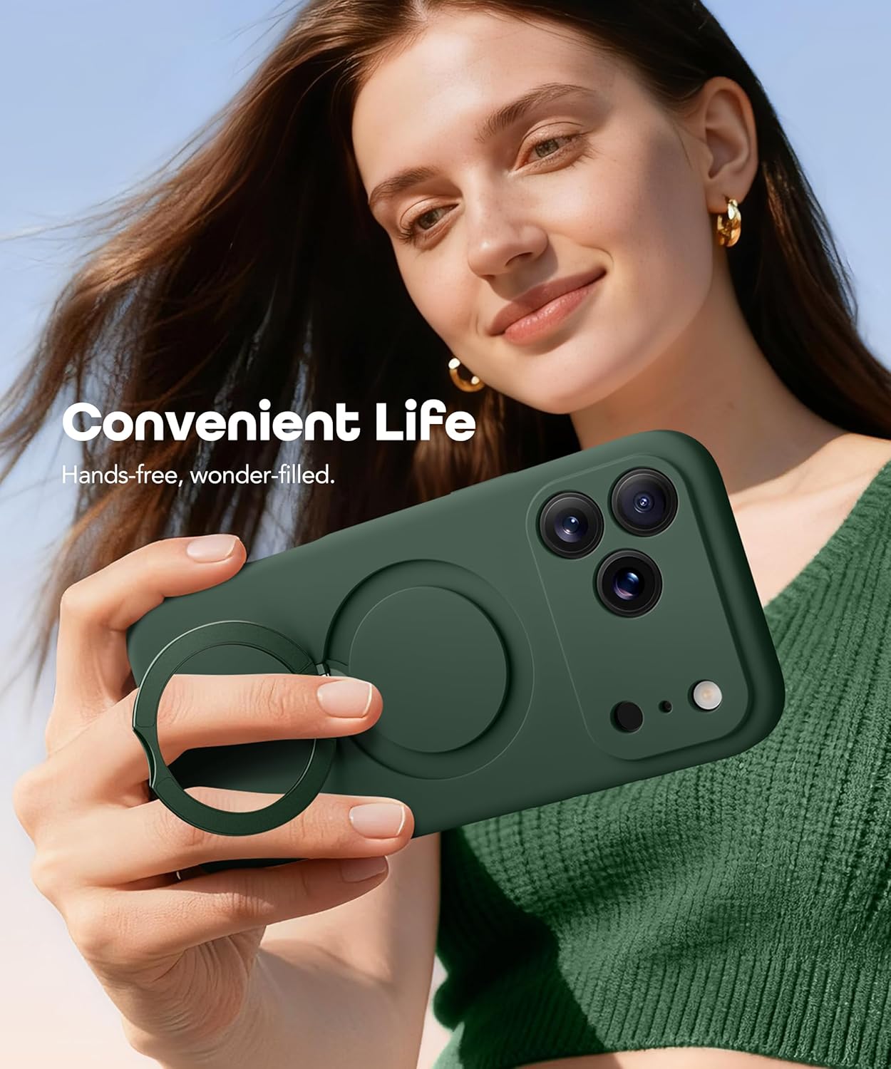 GolbinBox for iPhone 17 Pro Case with 360° Spin Magnetic Stand, [Compatible with MagSafe][Full Camera Protection],Full Body Shockproof Liquid Silicone Case with Ring Stand for 17 Pro 6.3'', Army Green - Image 9