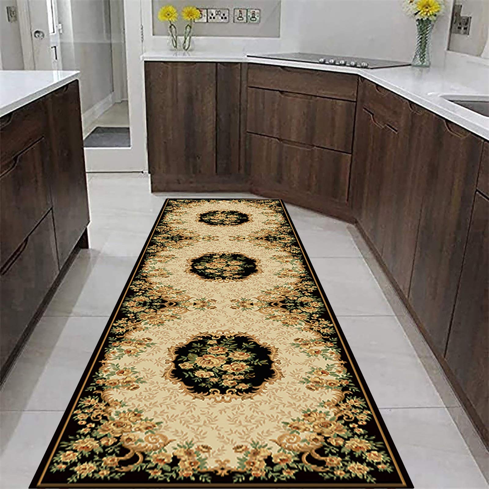 Tapis en velours floral moderne pour couloir et cuisine sur mesure
