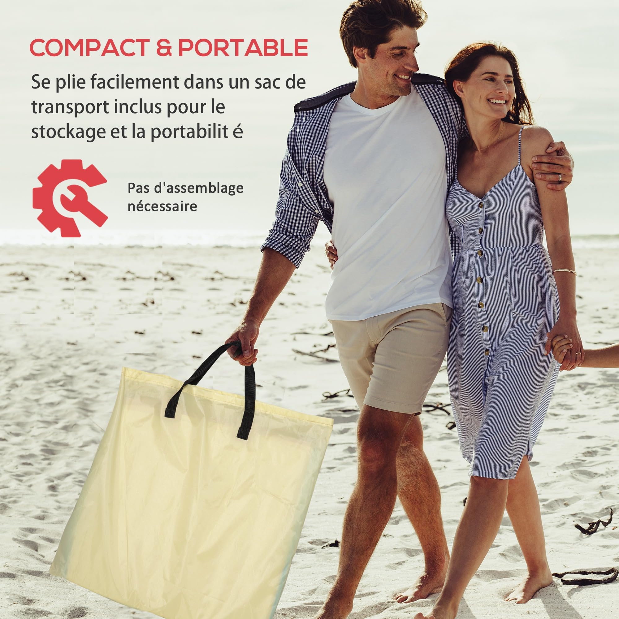 Outsunny Lot de 2 Tapis de Plage pliants Matelas de Plage avec Dossier réglable 5 Positions, Appui-tête réglable, Tissu Oxford, Sac de Transport Inclus, dim. 124L x 53l x 35-45H cm