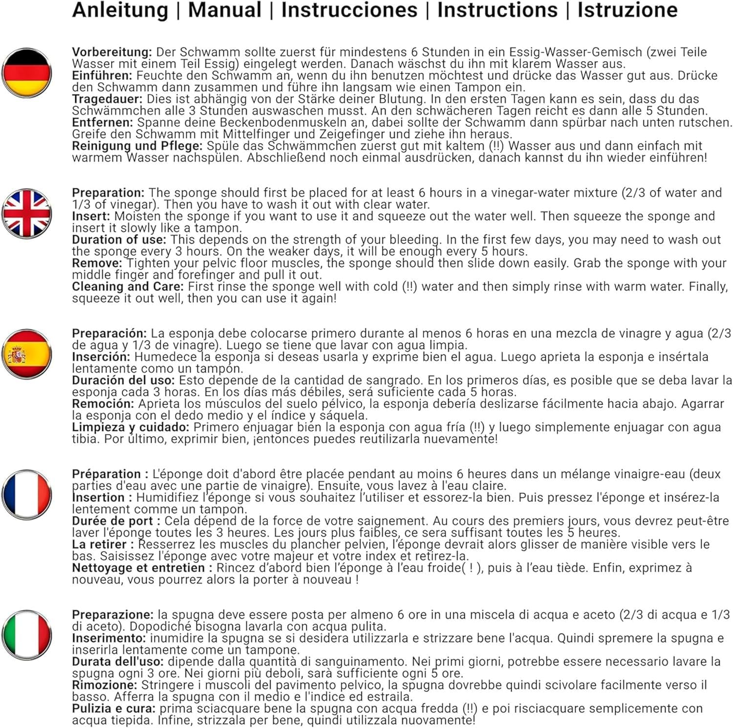 Spugna Naturale del Mediterraneo per il Corpo, Non Sintetica (5 PEZZI - SPUGNA MESTRUALE GRANDE DA 6-7 CM)