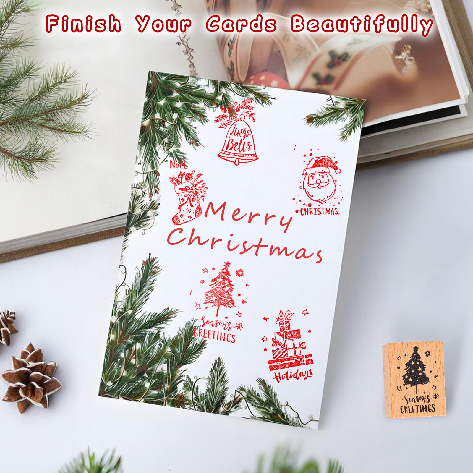 Lot de 10 tampons de Noël en bois - Joyeux calendrier de l'Avent - Pour créer des cartes de Noël, scrapbooking, emballages cadeaux Lot de 10 tampons de Noël en bois - Joyeux calendrier de l'Avent - Pour créer des cartes de Noël, scrapbooking, emballages cadeaux