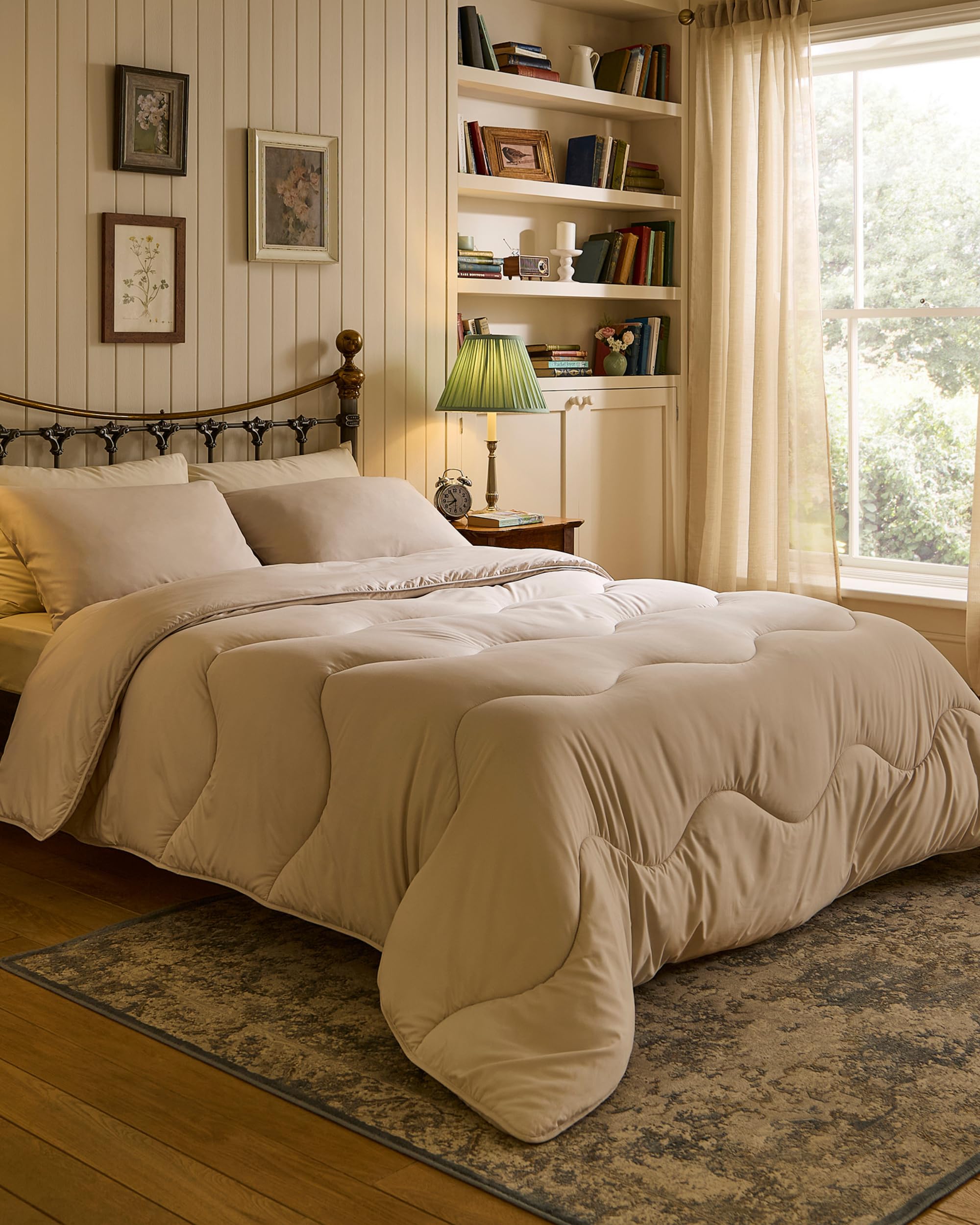 Night Lark Coverless Duvet 4.5 Tog Plain Dye - Natural Oat, Single